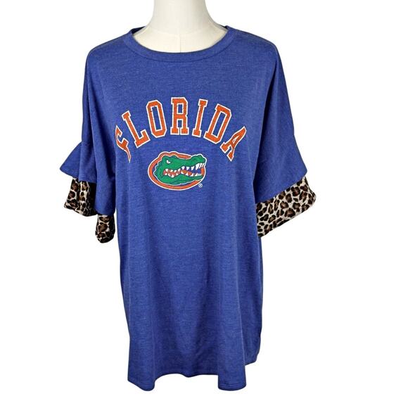 GC x Social House Florida UF Gators Animal Print Flutter Sleeve Tshirt XL NWT - Picture 1 of 7